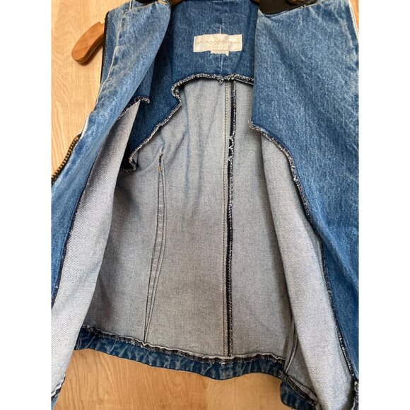 Vintage St. Maarten Dallas Denim Skirt Set Small Vest & Mini Skirt Leopard Trim - Picture 10 of 13